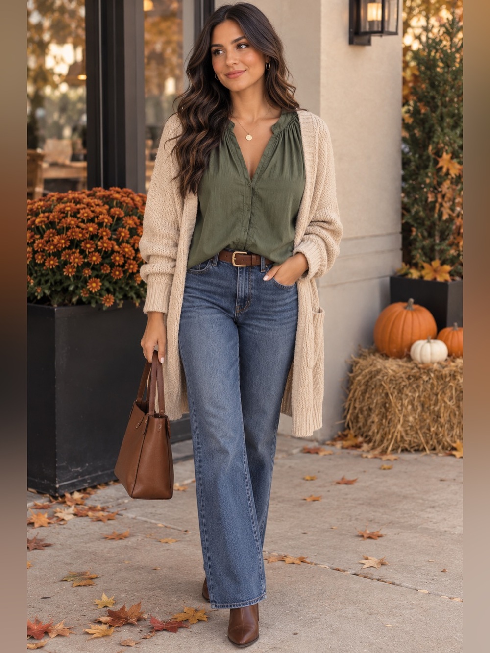 Xirena Long Sleeve Split Neck Blouse in Olive Green